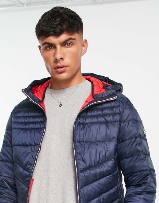Jack & Jones - Essentials - Gewatteerd jack met capuchon in marineblauw, 3 van 4