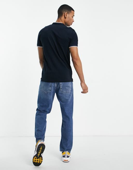Jack & Jones Essentials – Granatowa koszulka polo ze stójką i lamówką , 3 z 4