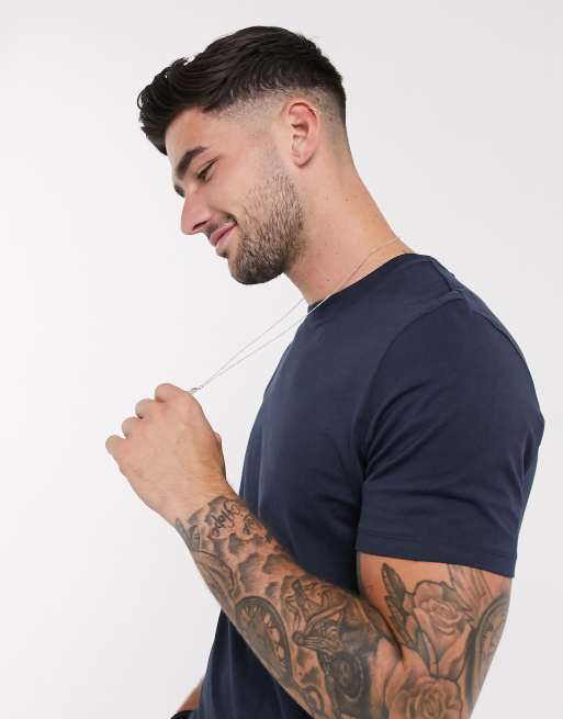 Jack & Jones Essentials – Granatowy bawełniany T-shirt z okrągłym dekoltem – NAVY, 3 z 4