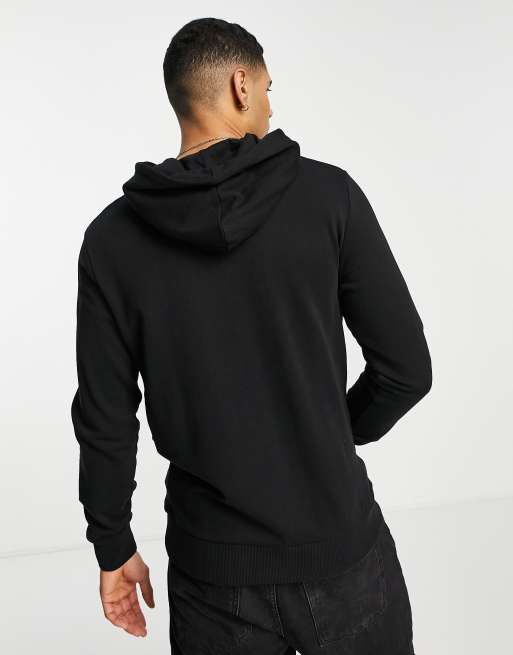 Jack & Jones Essentials hoodie with chest logo in black , 2 of 4