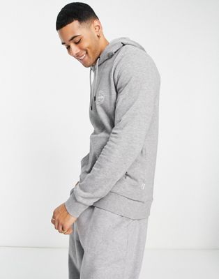 Jack & Jones Essentials hoodie with chest logo in grey melange