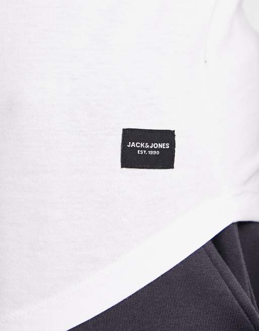Jack & Jones Essentials - Hvid longline-T-shirt med buet kant og lomme, 3 af 4