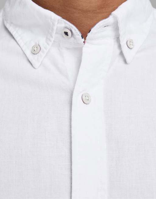 Jack & Jones - Essentials - Hvid slim fit-skjorte i hør med lange ærmer, 4 af 4