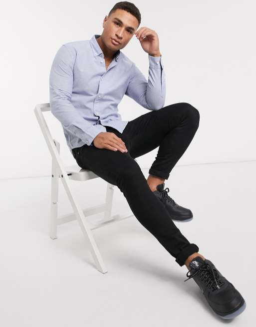 Jack & Jones – Essentials - Jasnoniebieska koszula o dopasowanym kroju z mieszanki lnianej, 4 z 4