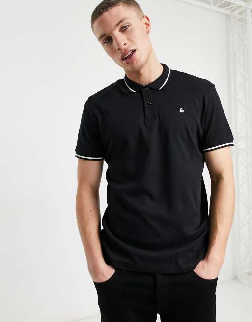 Jack & Jones Essentials jersey polo in black | ASOS