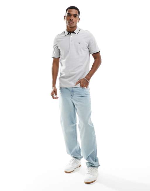 Jack & Jones Essentials jersey polo in grey melange, 2 of 4