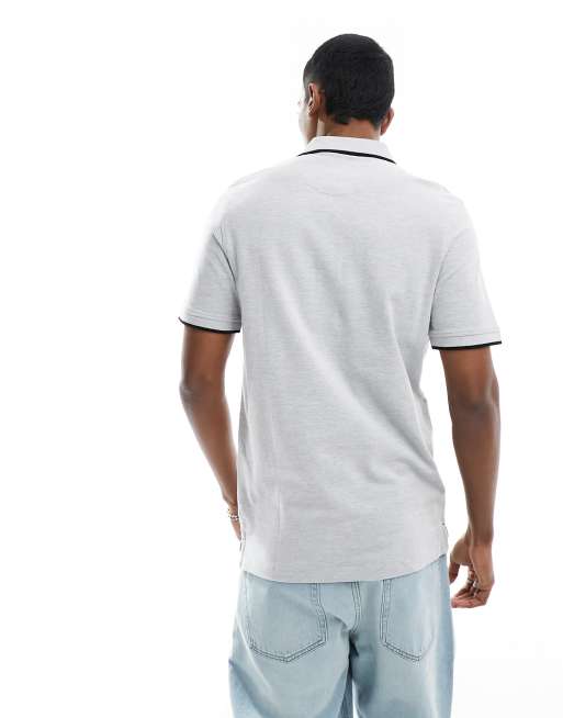 Jack & Jones Essentials jersey polo in grey melange, 4 of 4