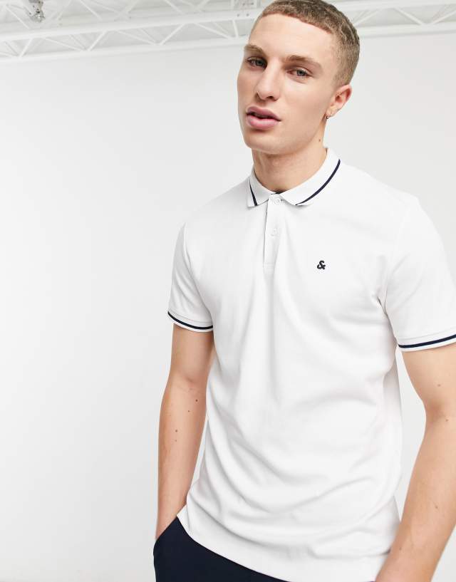 Jack & Jones Essentials jersey polo in white