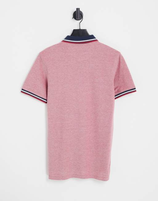 Jack & Jones Essentials - Jersey polo met gestreepte randen in rood, 3 van 4