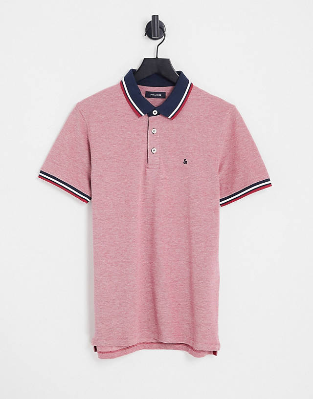 Jack & Jones - essentials jersey polo with tipping in red