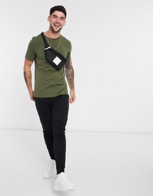 Jack & Jones - Essentials - Kakifarvet T-shirt med rund hals i bomuld, 4 af 4