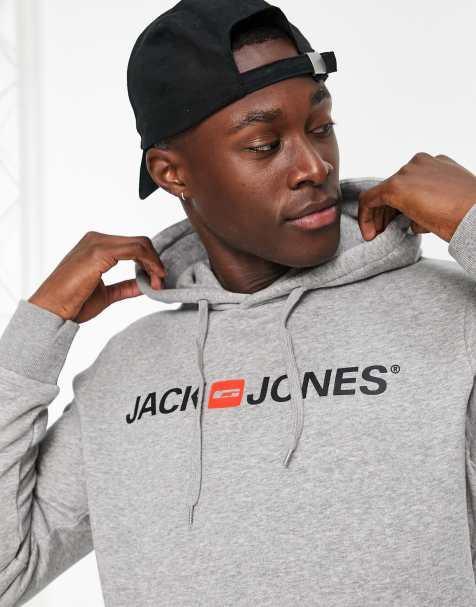 Jack & Jones Essentials – Kapuzenpullover in Grau meliert mit Logo - view 1