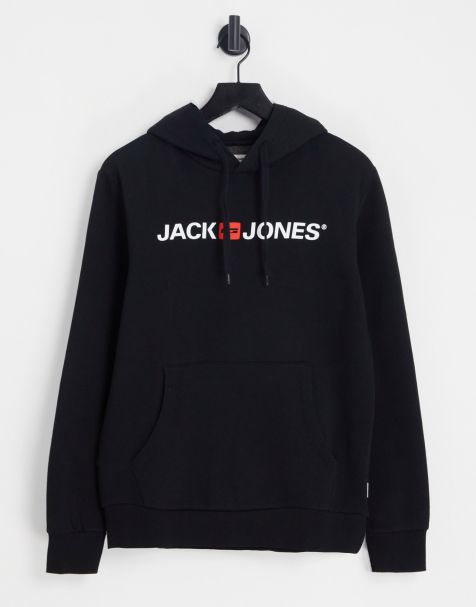 Jack & Jones – Essentials – Kapuzenpullover in Schwarz mit Logo - view 1