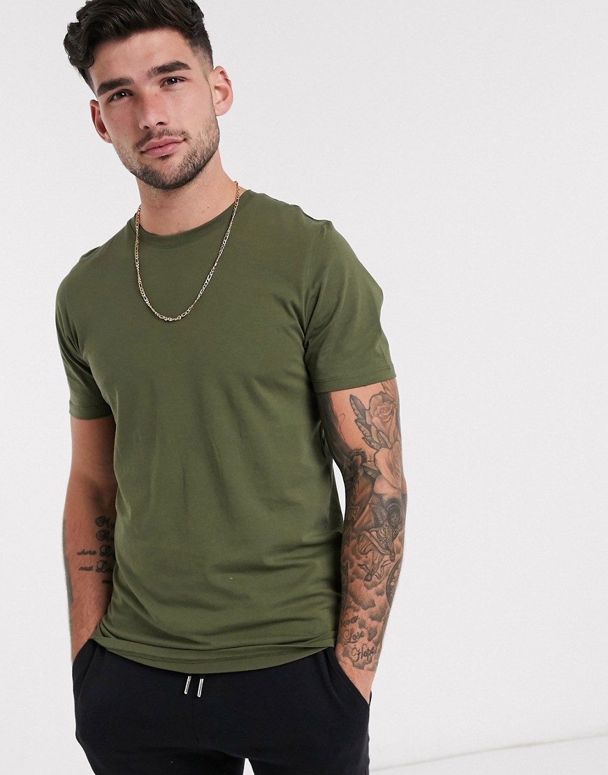 Jack & Jones Essentials – Khakifärgad t-shirt i ekologisk bomull med rund halsringning-Grön