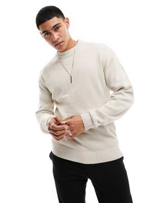 Jack & Jones Essentials knitted jumper with drop shoulder in off