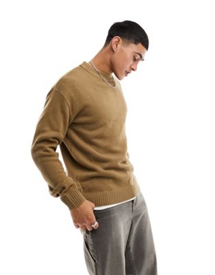 Jack & Jones Essentials knitted jumper with drop shoulder in tan