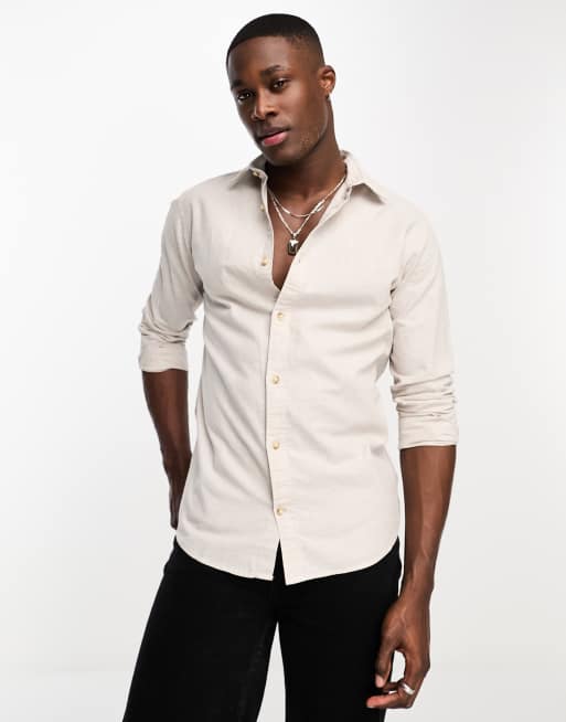 Jack & Jones Essentials linen shirt in beige