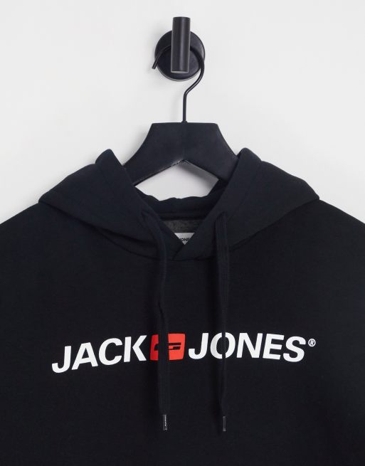 Jack & Jones Essentials logo hoodie in black, 3 of 4