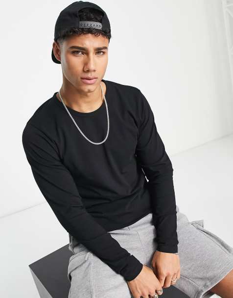 Jack & Jones Essentials long sleeve t-shirt in black - view 1