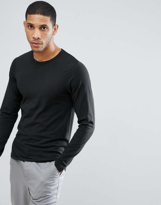 Jack & Jones Essentials long sleeve t-shirt in black | ASOS