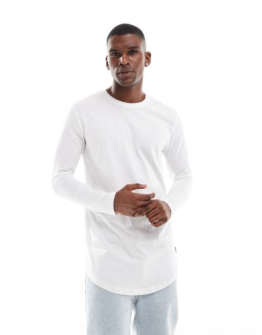 Jack Jones Essentials longline long sleeve t-shirt with curve