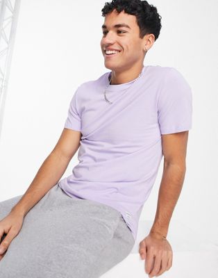 Jack & Jones Essentials longline t-shirt with curve hem in lilac