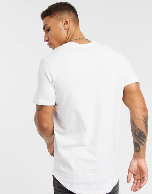 ASOS Longline T-Shirt With Spine Print and Stepped Curved Hem