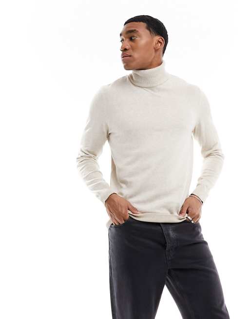 Jack & Jones Essentials - Maglione color avena con collo alto