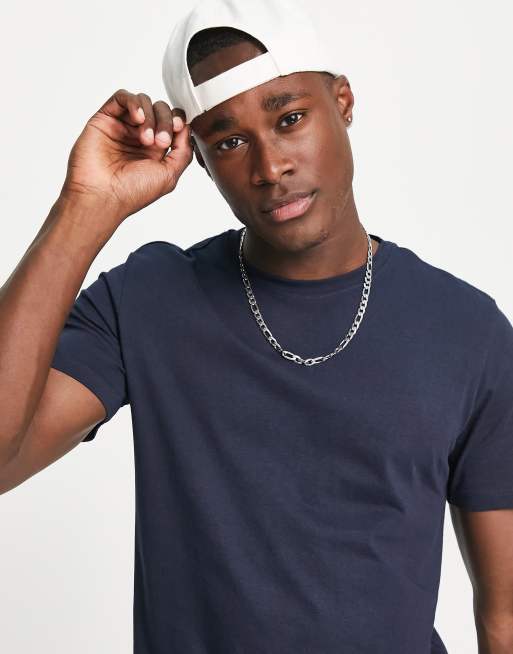 Jack & Jones Essentials – Marinblå t-shirt i longline med rundad nederkant, 3 av 4