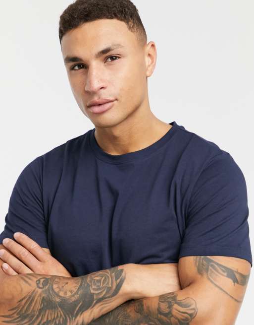 Jack & Jones Essentials – Marinblå t-shirt i longline med rundad nederkant, 3 av 4