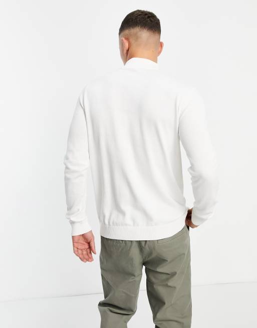 Jack & Jones Essentials mock neck jumper in white, 2 of 4