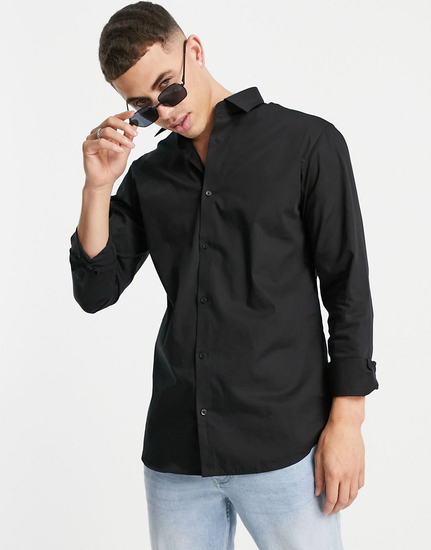 Jack & Jones Essentials no-iron smart shirt in slim fit black