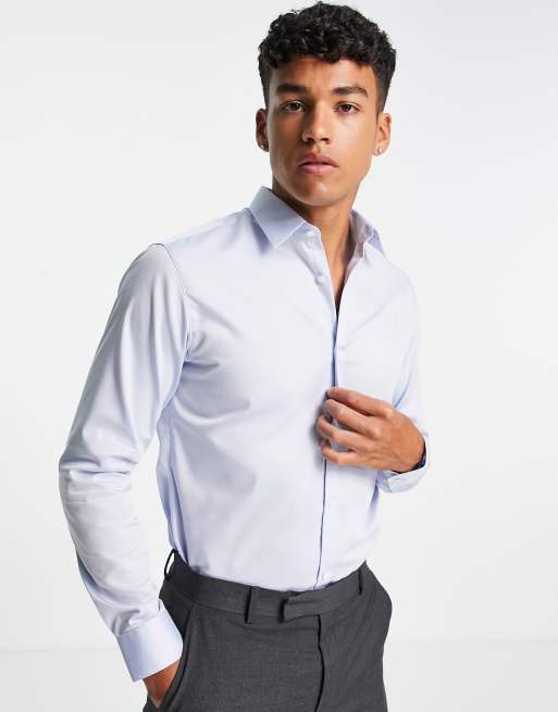 Jack & Jones Premium super slim fit stretch smart shirt in blue