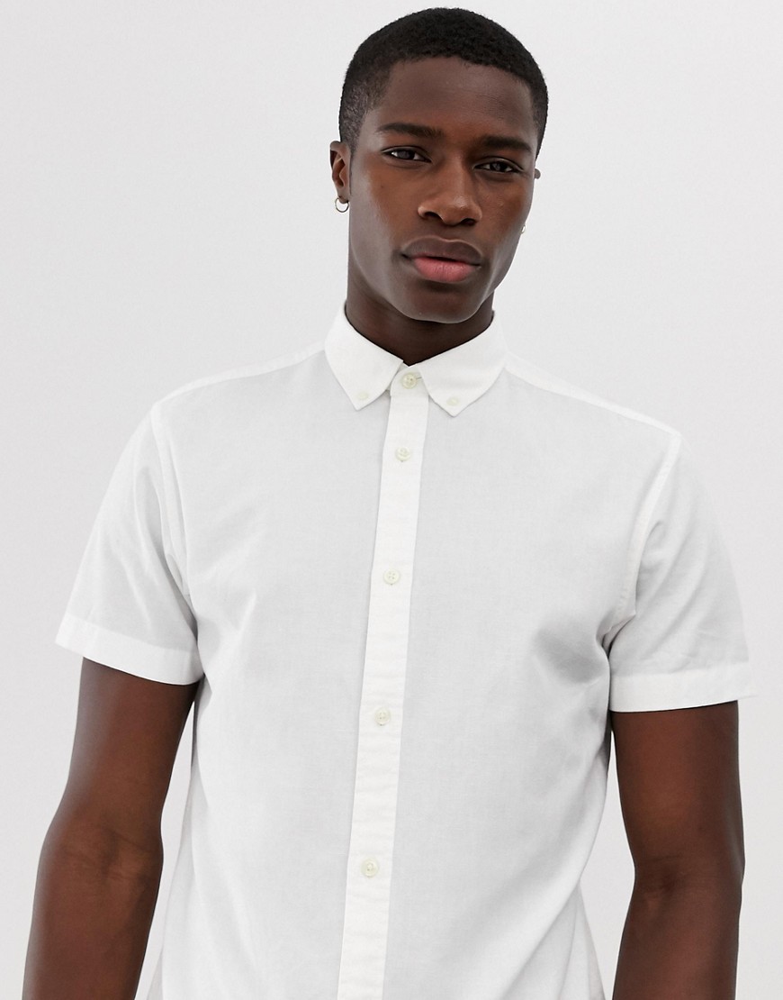 Jack & Jones - Essentials - Overhemd met korte mouwen van linnenmix in wit