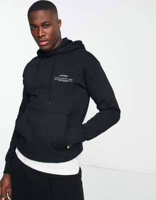 Jack & Jones Essentials oversized hoodie with chest print in black