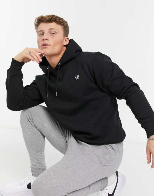 Jack Jones Essentials oversized hoodie with dog logo in black