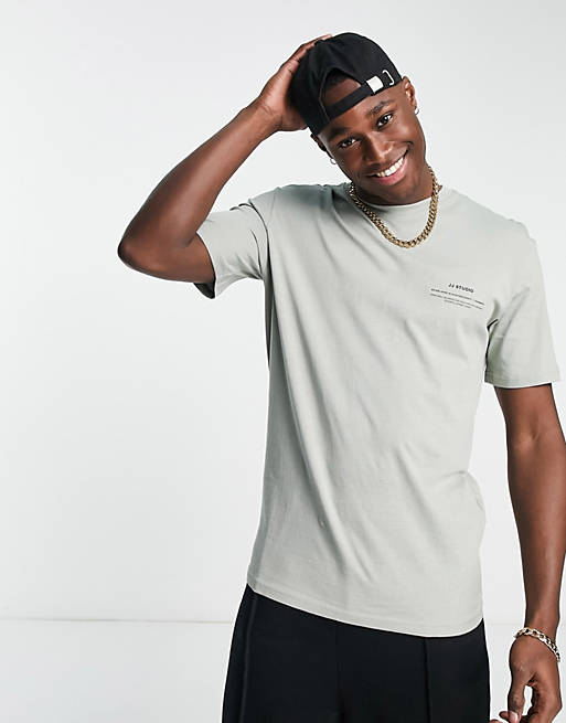 Jack & Jones Essentials oversized t-shirt with chest print in mint ...
