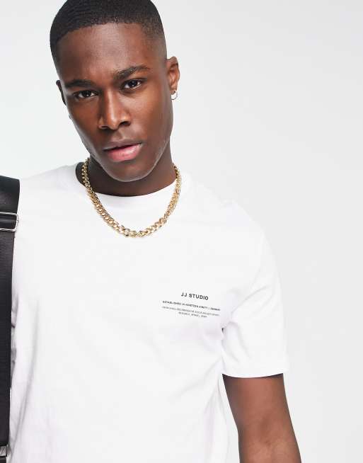 Jack & Jones Essentials oversized t-shirt with chest print in white | ASOS