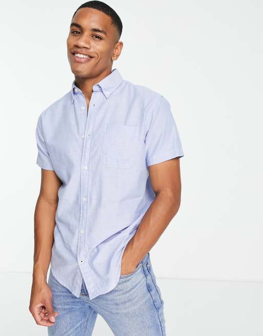 Jack & Jones Essentials oxford shirt short sleeves in light blue | ASOS