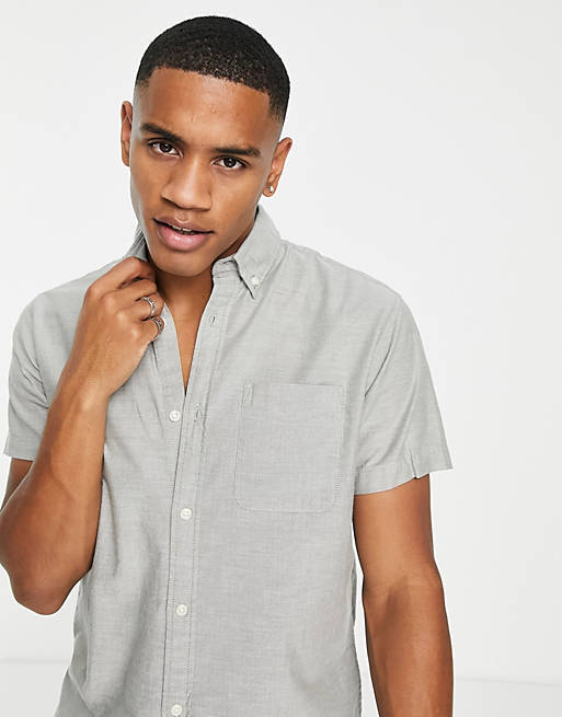 Shirts Jack & Jones Essentials oxford shirt with short sleeves in light washed khaki 