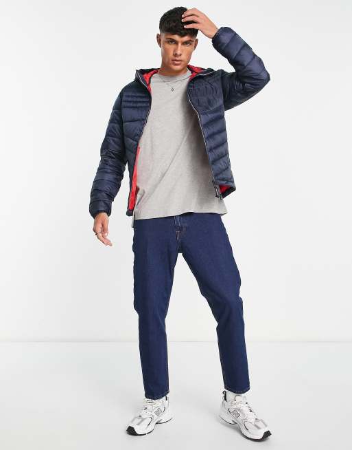 Jack & Jones Essentials padded jacket with hood in navy, 4 of 4