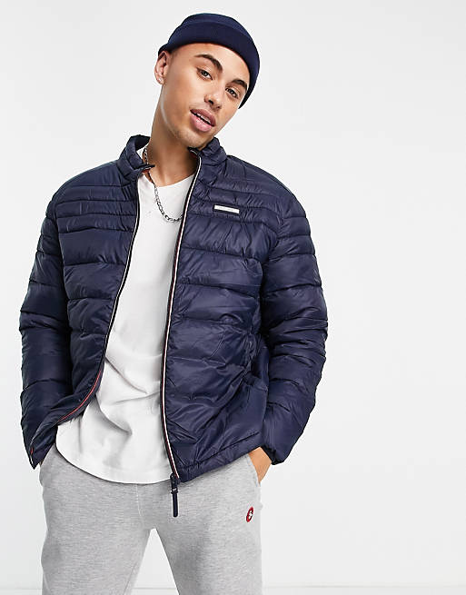 Jack & Jones Essentials padded jacket with stand collar in navy