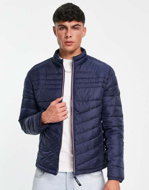 Jack & Jones Originals puffer jacket in blue cloud print