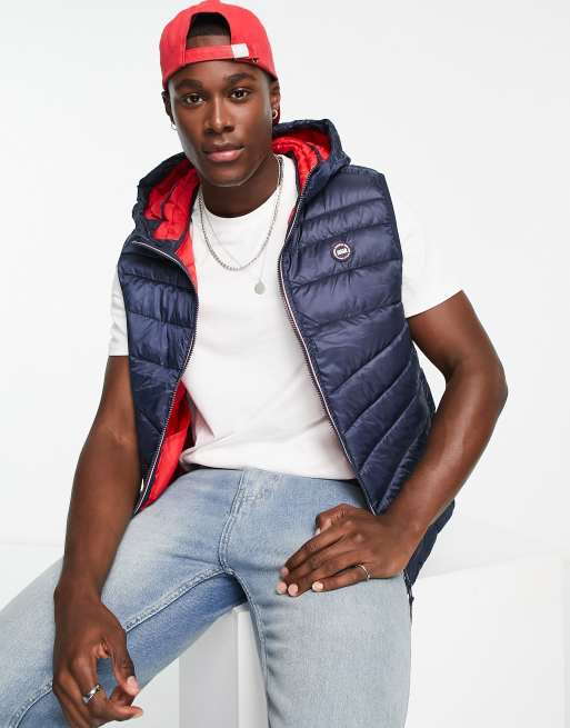 Jack Jones Essentials padded vest with hood in navy