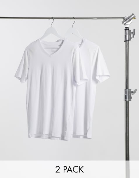 Jack & Jones - Essentials - Pakke med 2 par hvide t-shirts i slim fit med v-hals - view 1