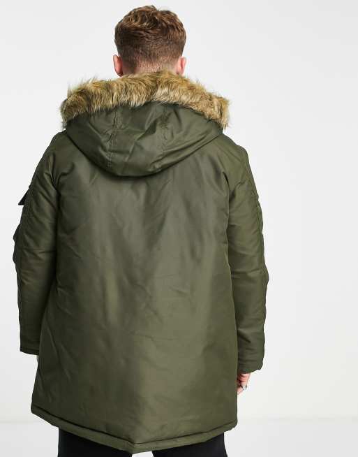 Jack & Jones - Essentials - Parka kaki con cappuccio in pelliccia sintetica, 2 di 4