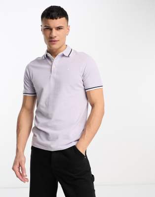 Jack & Jones Essentials pique polo in lilac  - ASOS Price Checker
