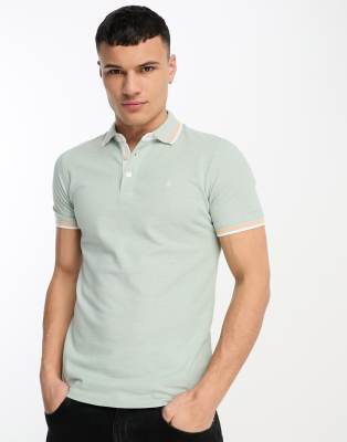 Jack & Jones Essentials pique polo in mint green  - ASOS Price Checker