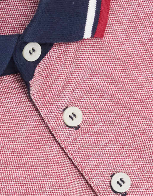 Jack & Jones Essentials - Polo in jersey rossa con righe a contrasto sui bordi, 2 di 4