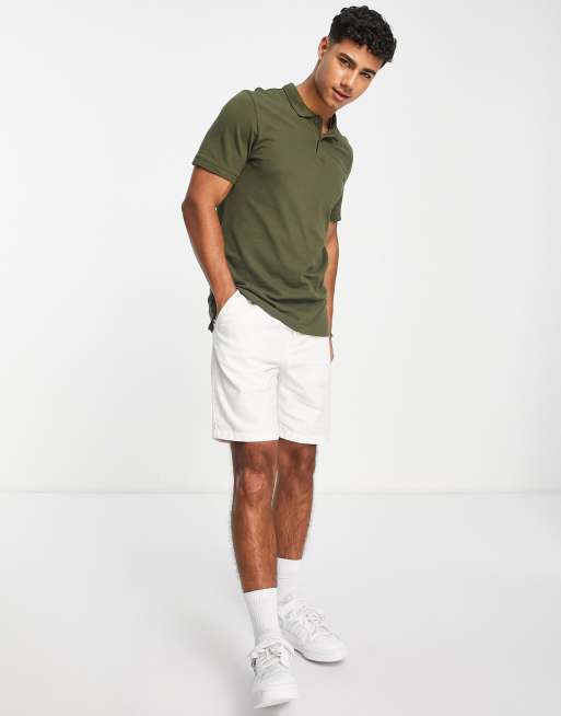 Jack & Jones Essentials - Polo slim in piqué verde con logo, 3 di 4